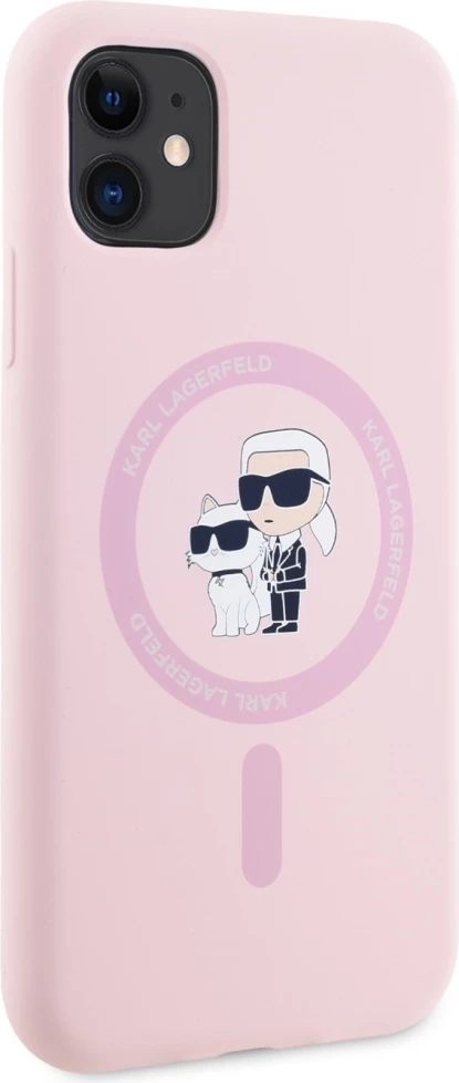 Mbështjellës Karl Lagerfeld Silicone Karl&Choupette MagSafe për iPhone 11, Rozë