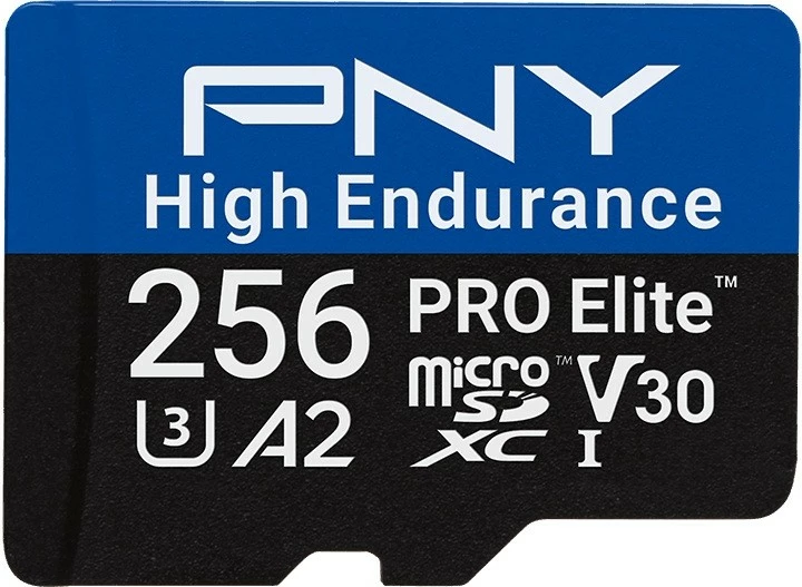 Kartelë memorie microSD PNY PRO Elite High Endurance 256GB, SDXC, UHS-I, U3, V30, A2, pa adapter