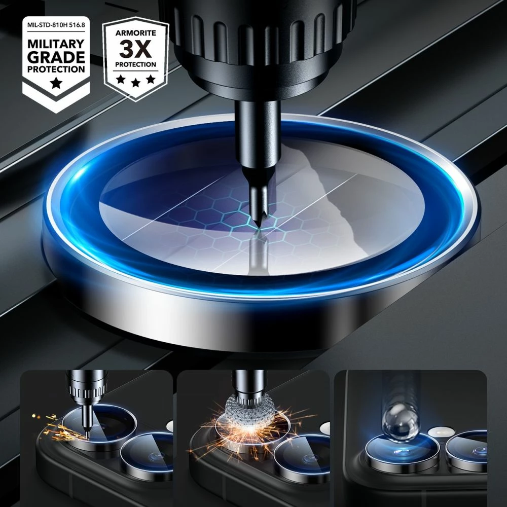 Mbështjellës xhami për kamerë ESR Armorite për iPhone 16 / 16 Plus, Zi