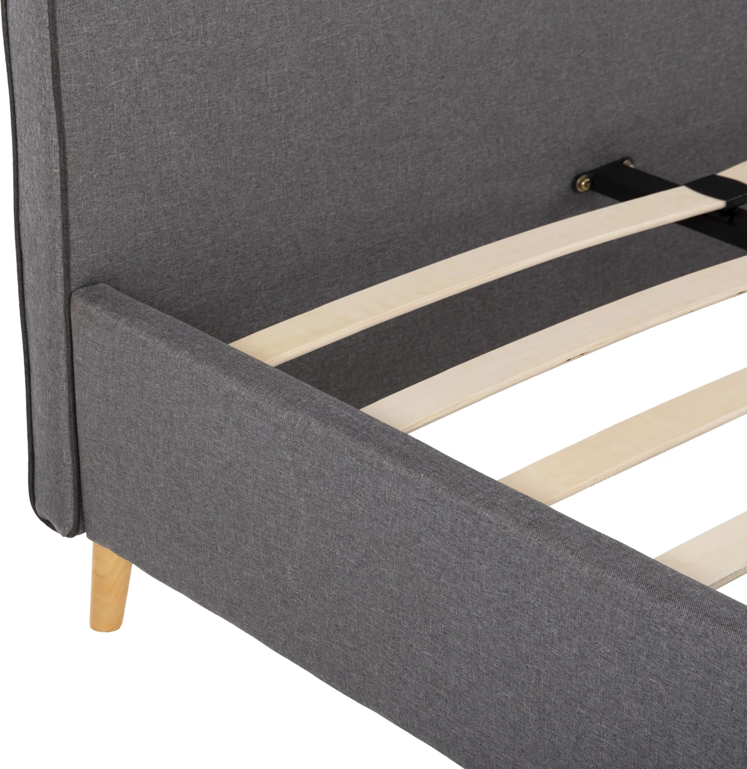 Krevat MAYLIN FH598.10, pëlhurë gri & shina të errëta për dyshek 120x200cm