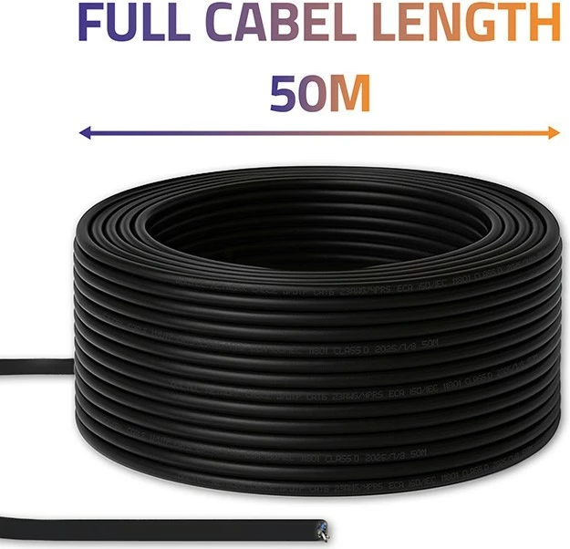 Kabllo rrjeti UTP CAT6, Qoltec 54561, 50m, 1 Gb/s 250 MHz, U/UTP solid CCA 0.52mm, e zezë