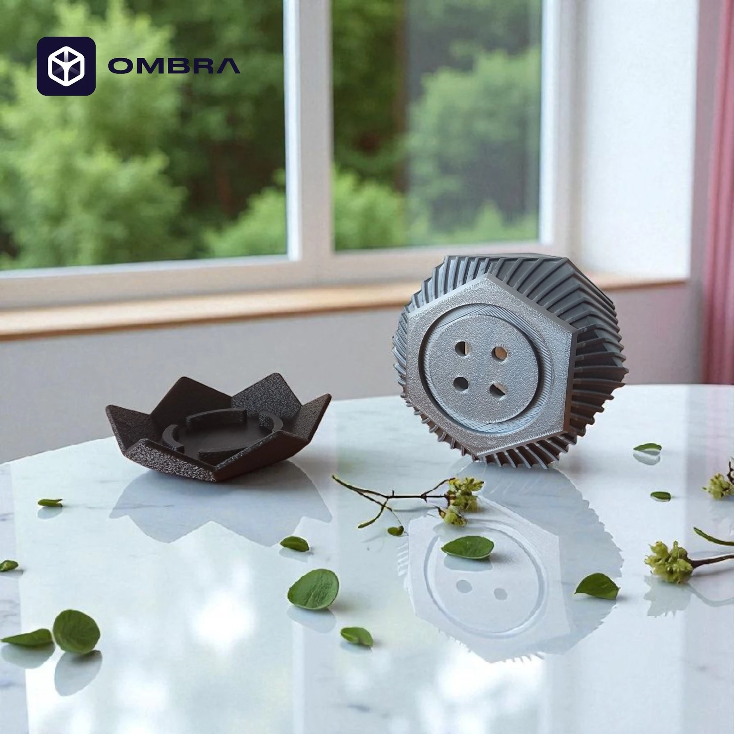 Vazo dekorative heksagonale me Brazda për bimë, e zezë