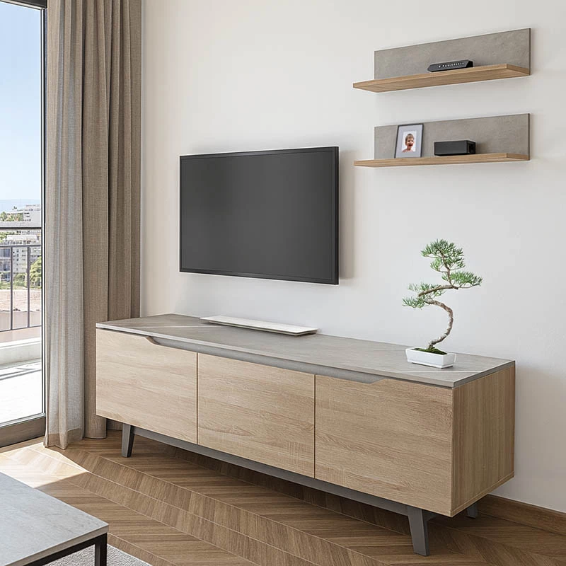 Set Kasia për dhomë dite, nuanca mermeri bezhë-sonoma, 180x35x48.5cm