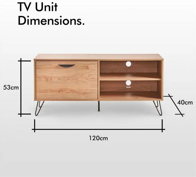 Komodë TV VONHAUS Capri MPN 3000032 120×40×53 cm, ngjyrë lisi