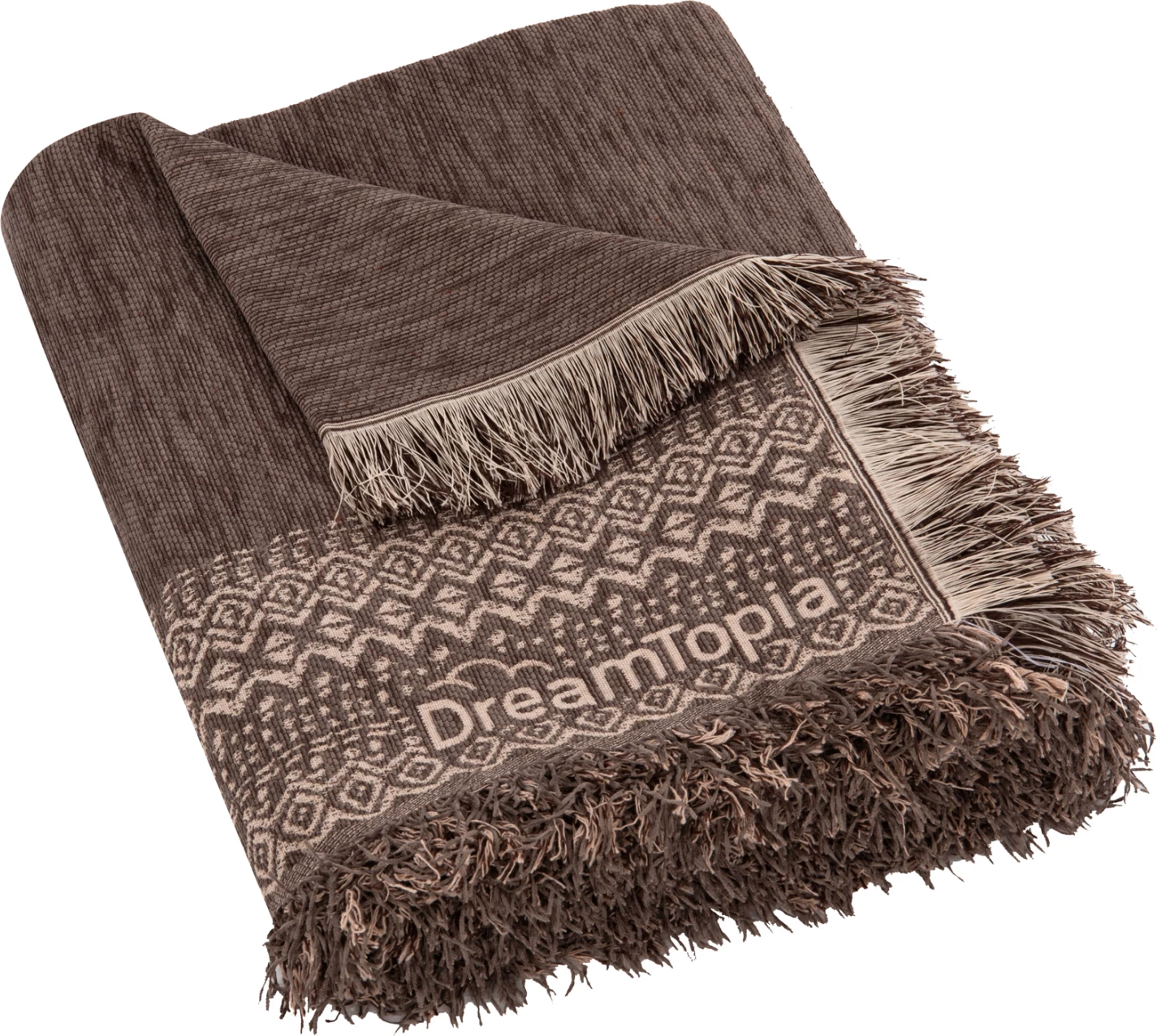 Mbulesë divani me franja DREAMTOPIA FH12163.08 ngjyrë kafe 245x170cm