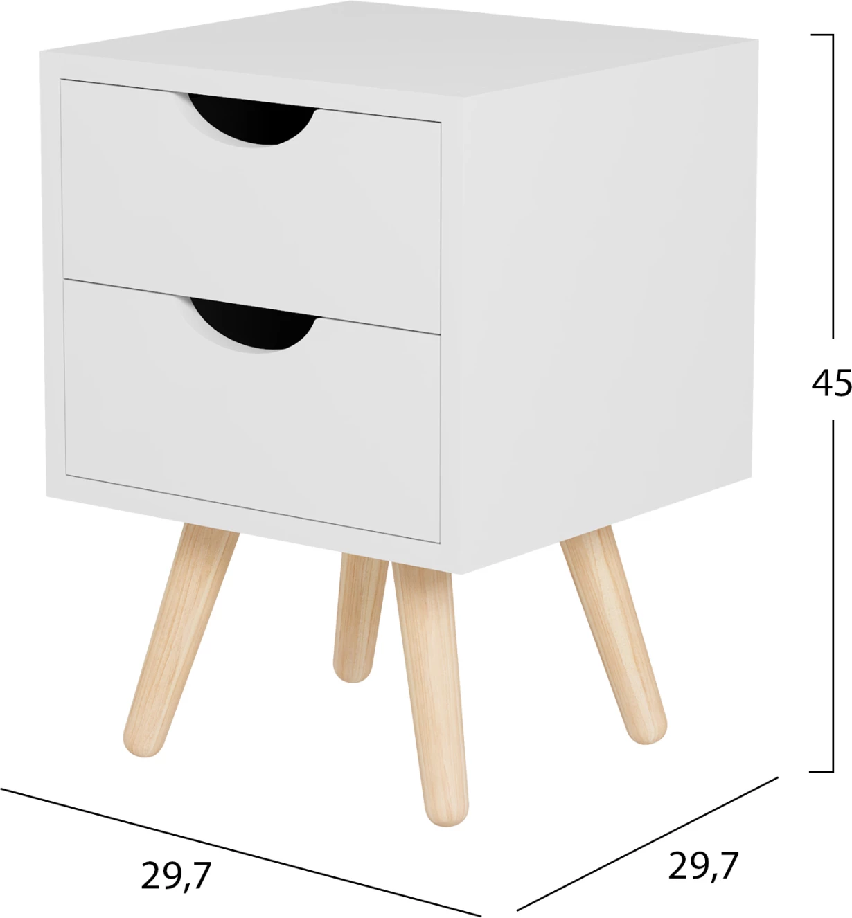 Komodinë DINKL FH2472.03 ,29,7x29,7x45H cm, e bardhë