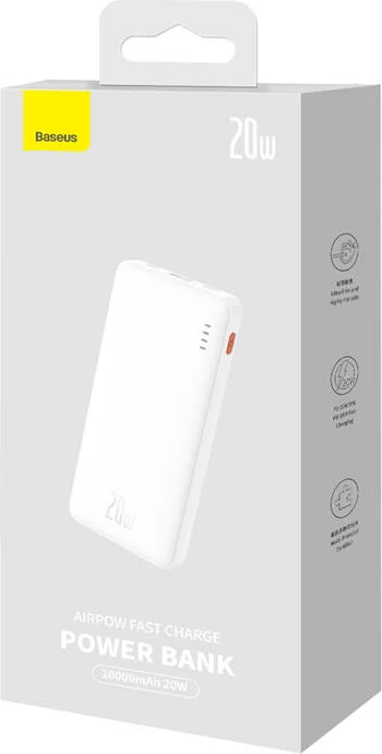 Powerbank Baseus Airpow 10000mAh, 20W, i bardhë