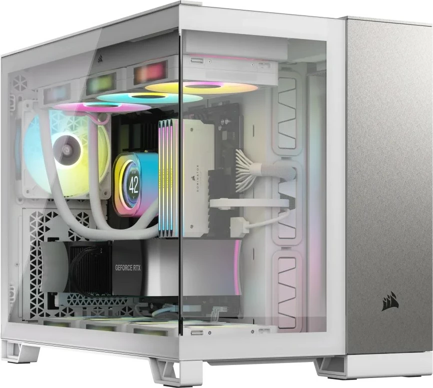 Kasë Corsair 2500X mATX, xham i temperuar, bardhë/satin grey