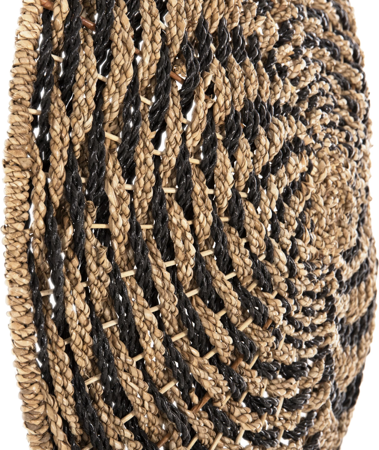 Dekor muri i rrumbullakët, pamje spirale, ngjyrë natyrale dhe e zezë, FH7830.02, Φ61x3cm