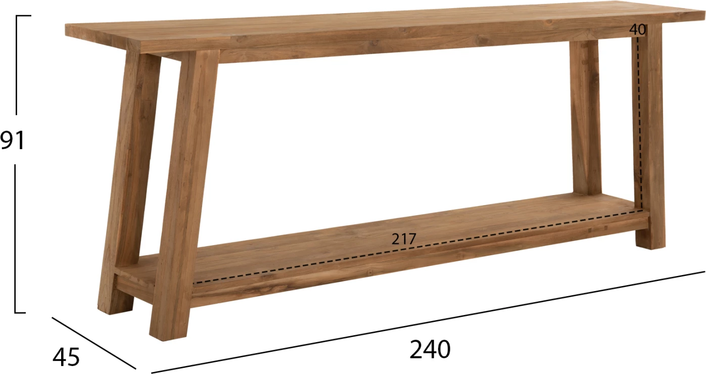 Konsol pa sirtar, dru TEAK i ricikluar, FH9554, 240x45x91 cm