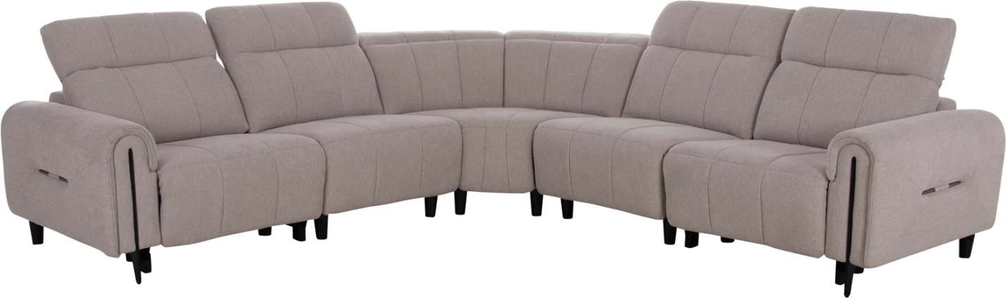 Këndore e madhe me 5 pjesë, 2 ulëse me recliner elektrik, ngjyrë bezhë, ORACLE FH3290.02, 293x293x98cm