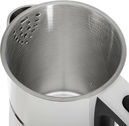 Çajnik elektrik, Adler, AD1355W, 1.7 L, 2200 W, mure të dyfishta, çelik inox brenda, bazë 360°, bardhë-e zezë