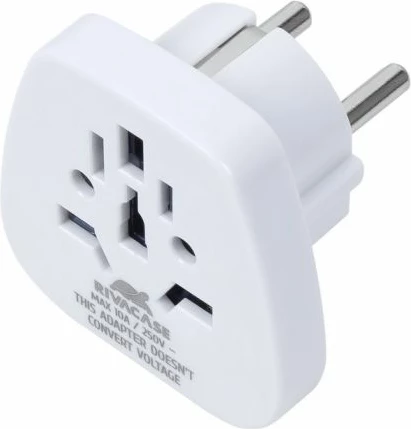 Adapter udhëtimi RIVACASE PS4100, World to EU, 2500 W, i bardhë