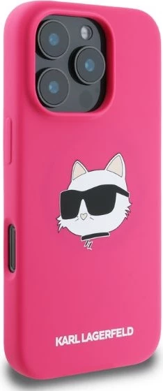 Mbështjellës, Karl Lagerfeld, Silicone Choupette Head Print, për iPhone 16 Pro Max, me MagSafe, fuchsia