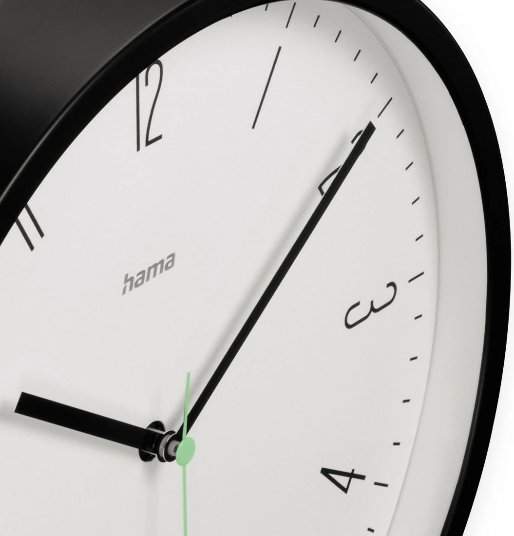 Orë muri Hama Capri, 25 cm, Analog, E zezë