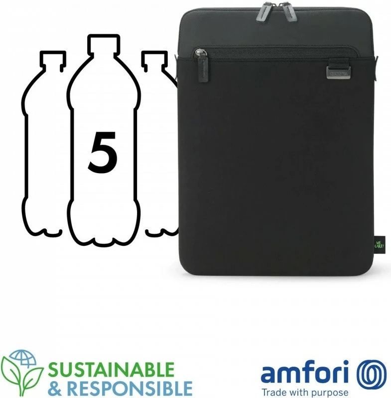 Mbështjellës laptop, DICOTA, FIVE D3250502, 14 inch neopren me xhep përpara me zinxhir, zi