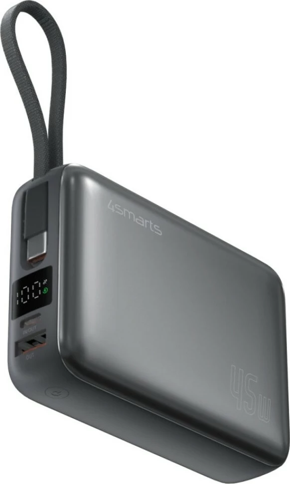 Bateri e jashtme 4smarts Enterprise Compact (KAT07396) 20000mAh 45W, 2x USB-C + USB-A, kabllo USB-C e integrume, display LCD, gri