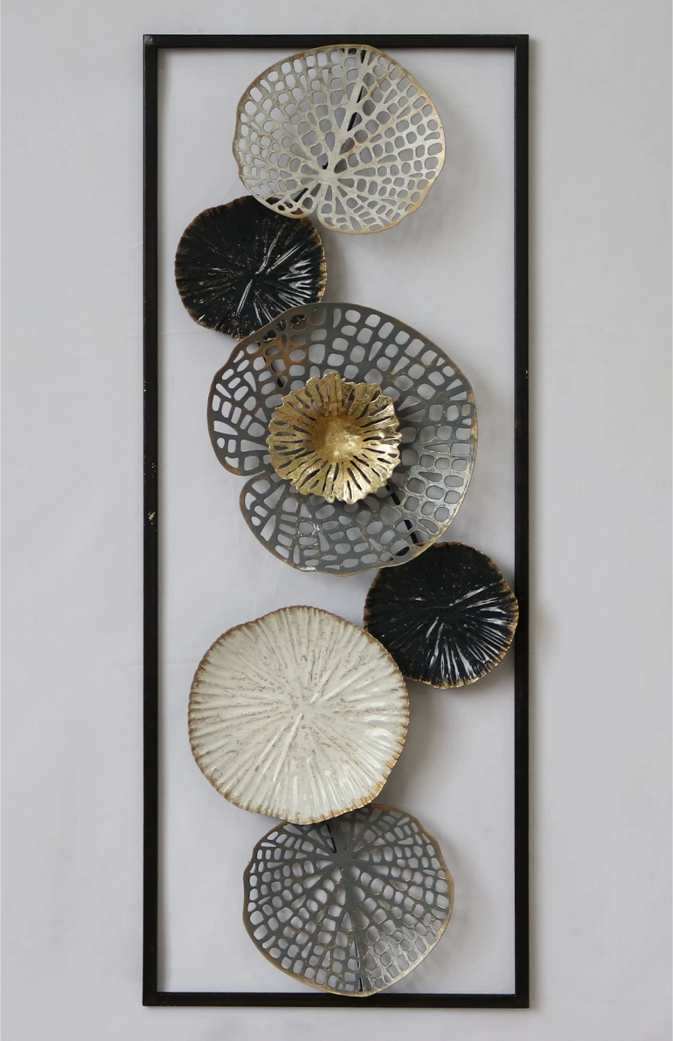 Dekor metalik për mur, FH7169, zi, bardhë, argjend, 28,5x4x74,5 cm