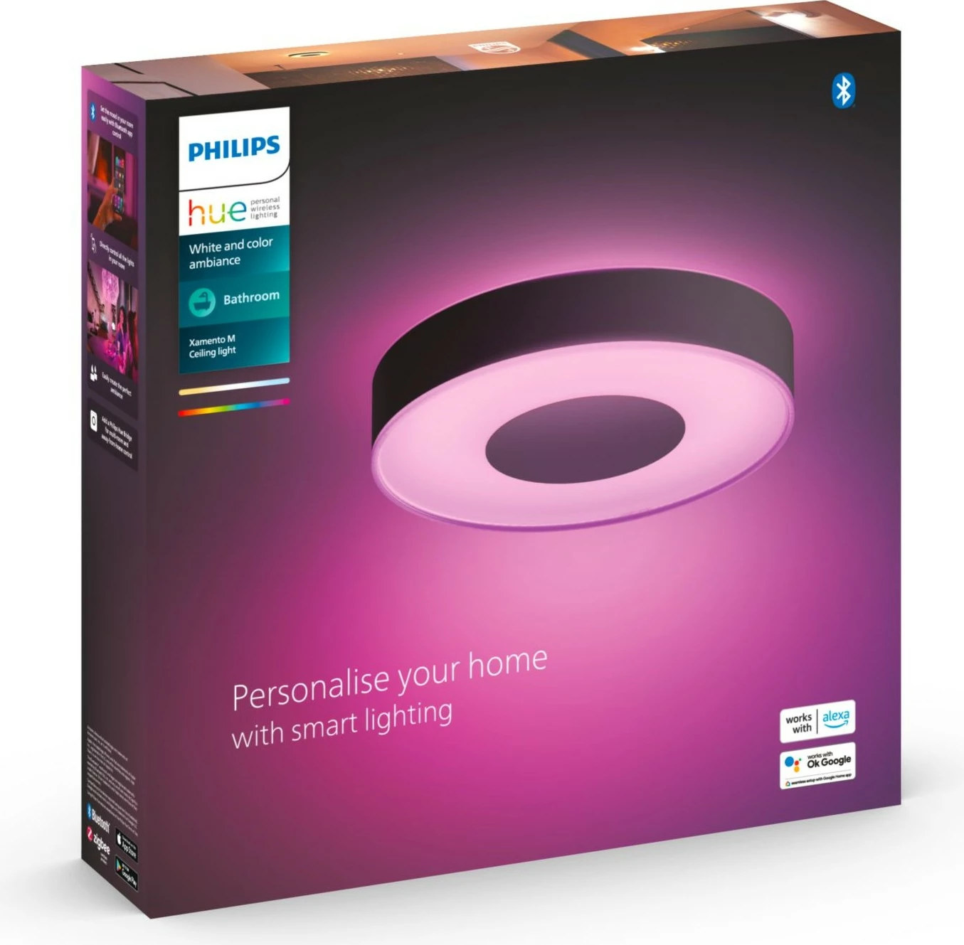 Dritë tavani smart Philips Hue Xamento, mesatare, LED, e zezë