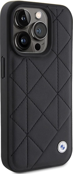 Mbështjellës BMW Leather Quilted për iPhone 15 Pro Max, i zi