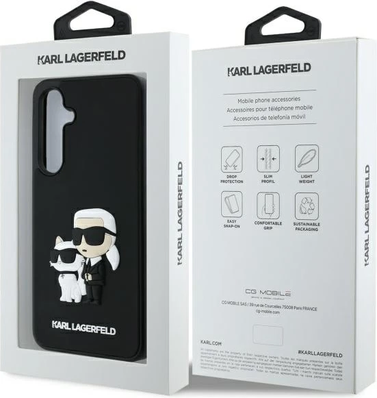 Mbështjellës Karl Lagerfeld 3D Rubber Karl&Choupette për Samsung Galaxy S24 FE, i zi