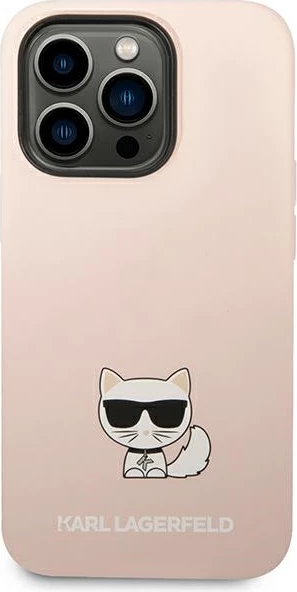 Mbështjellës Karl Lagerfeld KLHCP14LSLCTPI për iPhone 14 Pro 6.1", silikon, rozë