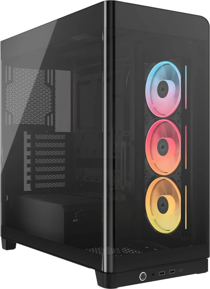 Kasë Corsair FRAME 4500X LX-R RGB mid tower ATX me 3x120mm iCUE LINK, xham i kalitur, e zezë