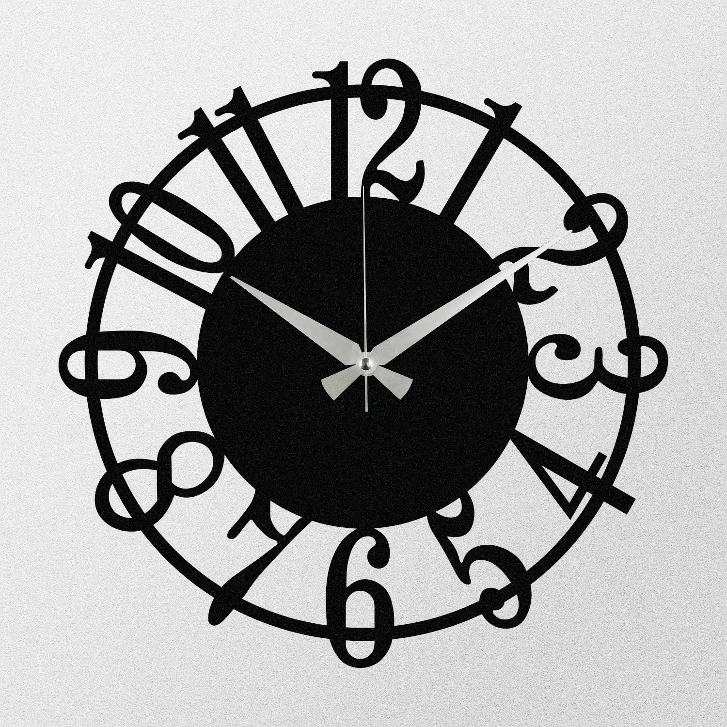Orë muri dekorative prej metali, Wallity Enzoclock - S006, e zezë, 48x48cm