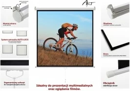 Ekran projeksioni manual ART ER M120 4:3, 120 inç, 244x183cm, i bardhë