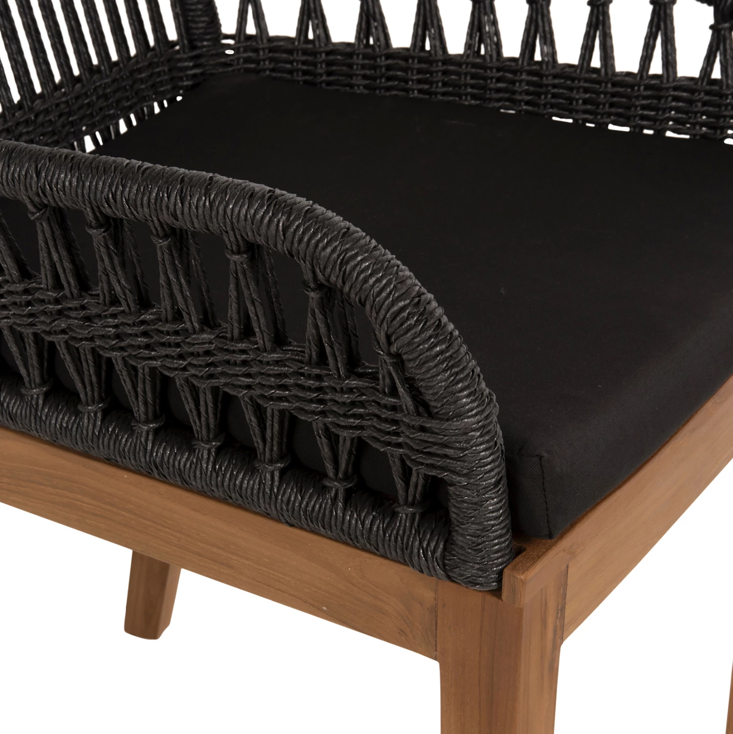 Karrige me krahë Stardom, dru teak, ngjyrë mjaltë, litar i zi, FH9760.03, 57x65x83cm