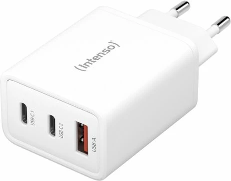 karikues INTENSO W65ACC 65W GaN, 2xUSB-C + 1xUSB-A, prizë EU, i bardhë