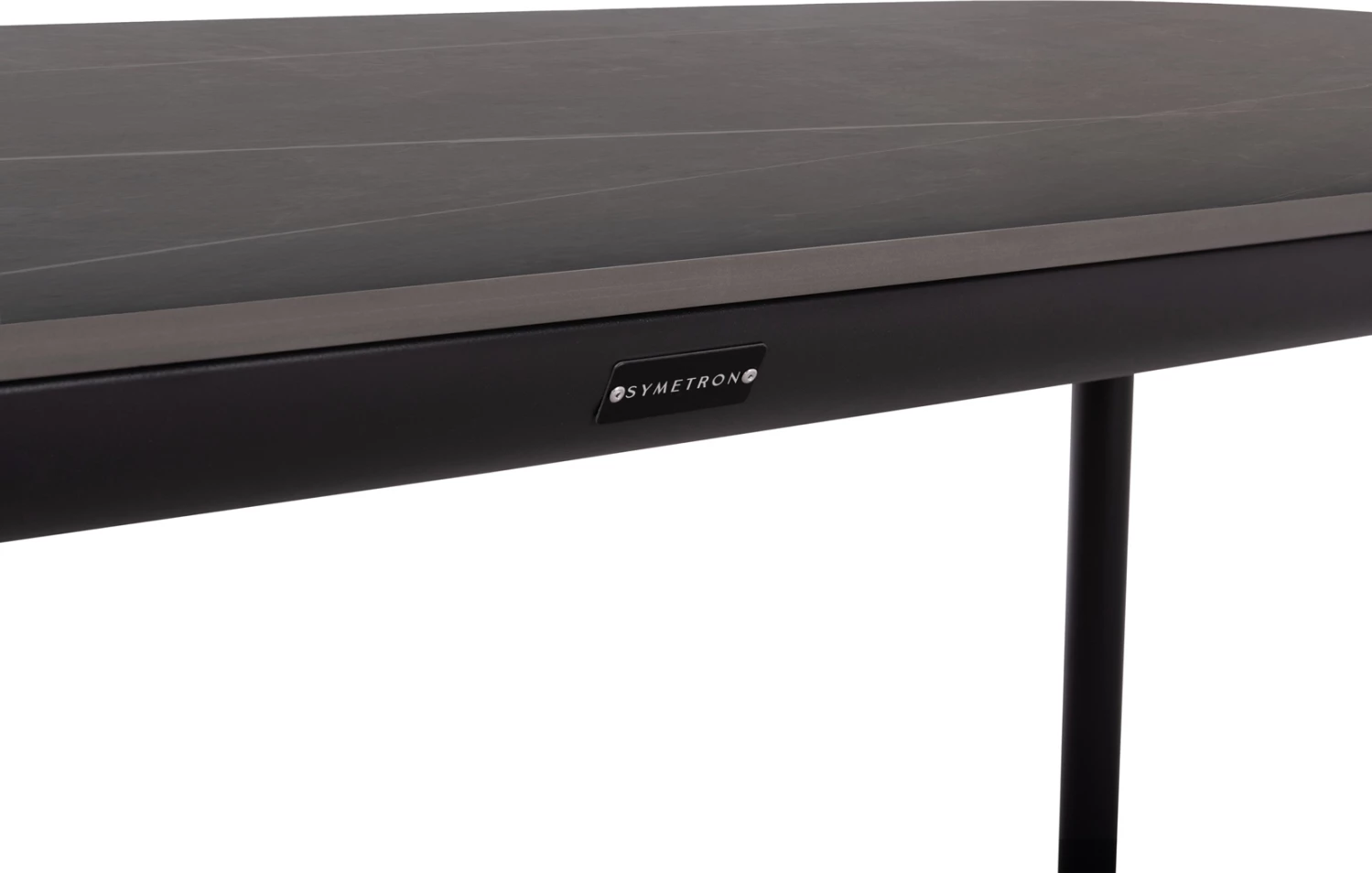 Tavolinë e madhe për jashtë, alumini ngjyrë gri e errët, sipërfaqe prej guri të sinterizuar, 240x100x76 cm