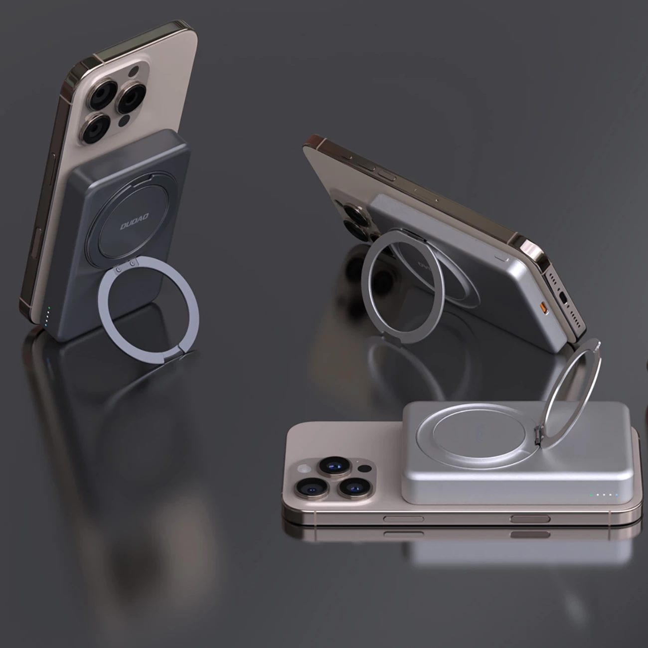 Powerbank Dudao K28, 10000mAh, MagSafe, kasë metalike, Ring Stand, Argjendtë