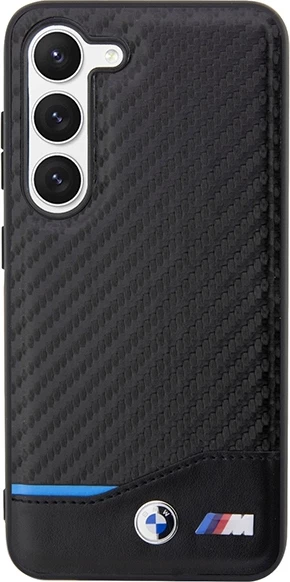 Mbështjellës BMW Leather Carbon për Samsung Galaxy S23+, i zi
