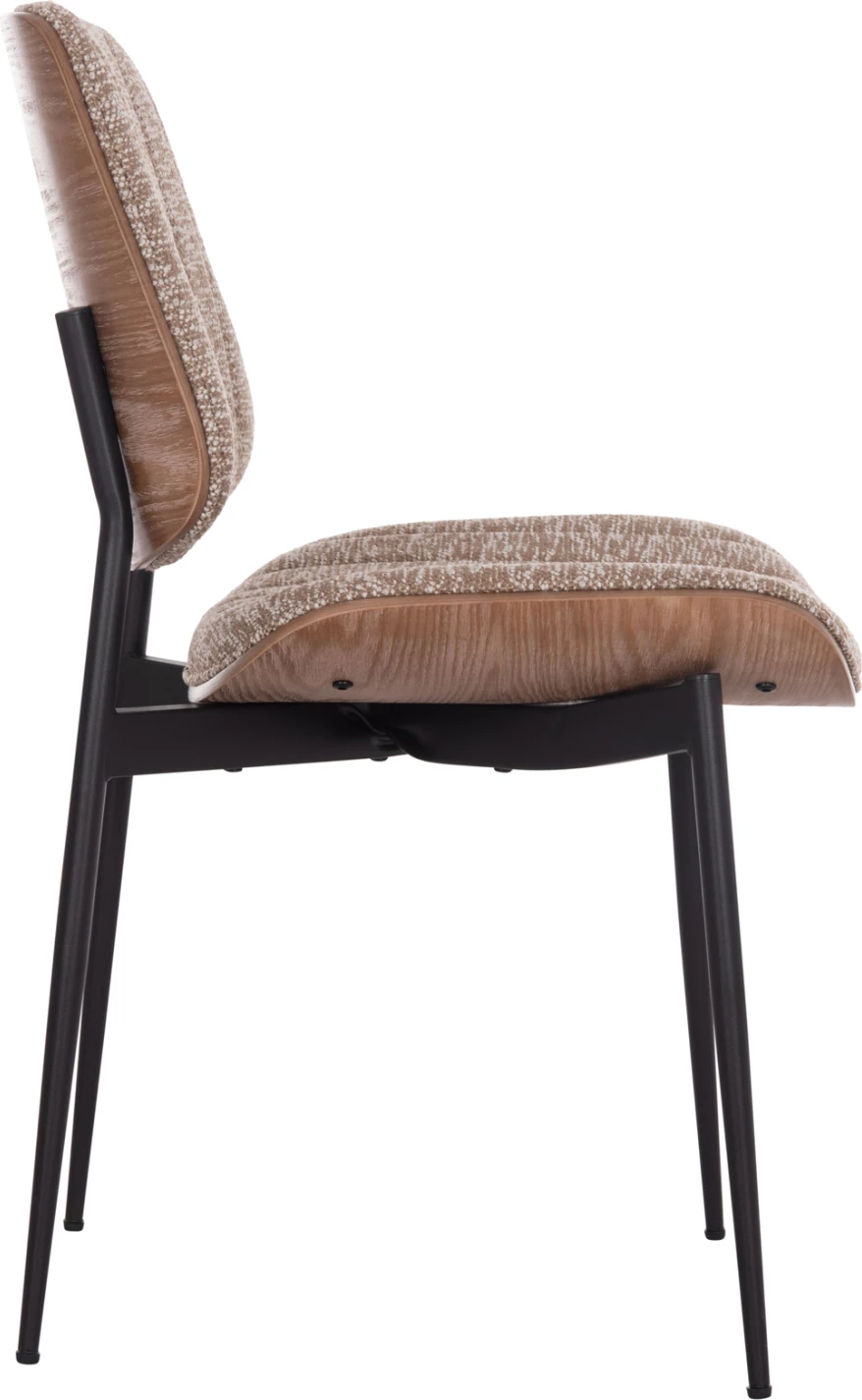 Karrige ngrënieje CONTI FH9983.01, metal i zi, material kafe, 49x56x82cm