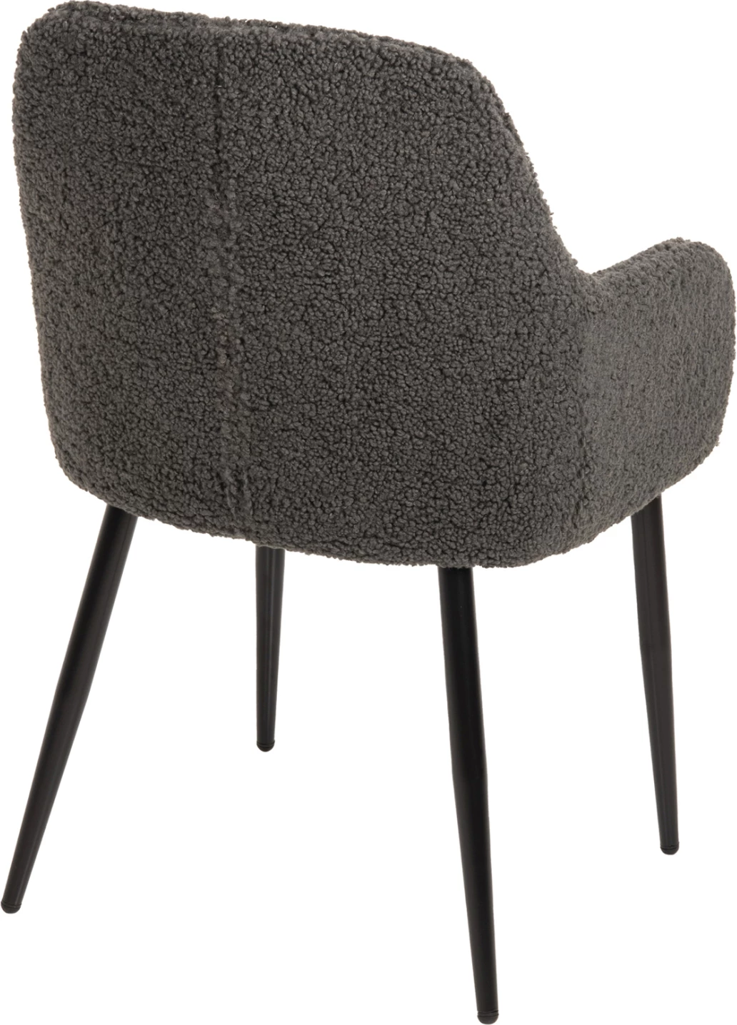 Karrige me krahë SHELLY FH8591.01, pëlhurë TEDDY, këmbë metalike, gri-e zezë, 57x55x87H cm., set prej 2 copë