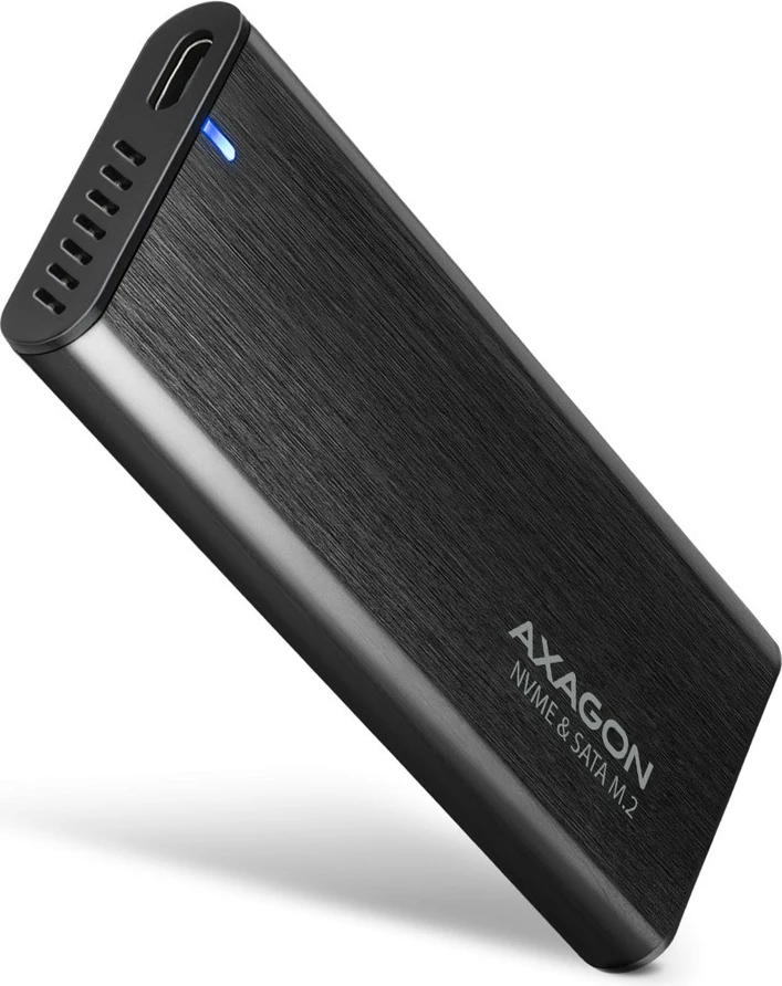 Kasë e jashtme AXAGON EEM2-SB2 për SSD M.2 NVMe/SATA, USB-C 3.2 Gen 2, Alumini, e zezë