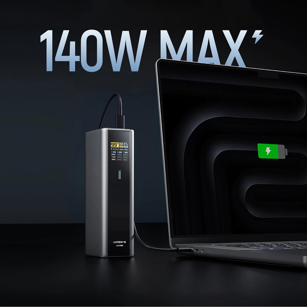 Powerbank Cuktech CKPB200UGLGR, 20000mAh, 210W, 2x USB-C, 1x USB-A, Gri