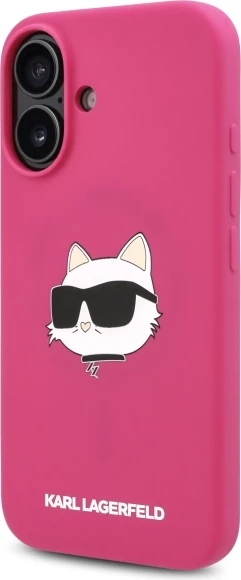 Mbështjellës Karl Lagerfeld Silicone Choupette Head MagSafe për iPhone 16, Fuchsia