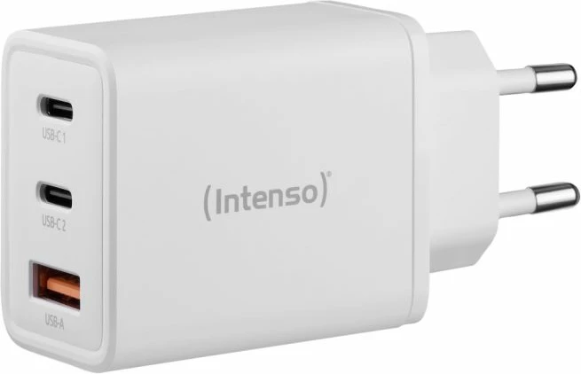 karikues INTENSO W65ACC 65W GaN, 2xUSB-C + 1xUSB-A, prizë EU, i bardhë