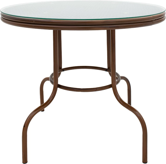 Tavolinë kopshti Paula metal-pe rattan ngjyrë kafe D90x75cm