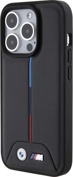 Mbështjellës BMW Quilted Tricolor për iPhone 15 Pro, i zi
