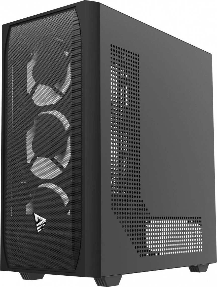 Kasë, Savio NOCTIS FLOW X1, Midi Tower ATX, 4x120 mm PWM, xham i temperuar, rrjetë frontale, e zezë