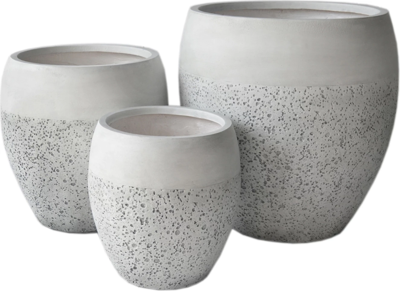 Set vazo për lule, 3 copë, FiberClay, e bardhë, GARDENER FH4718, Φ55x54Hcm