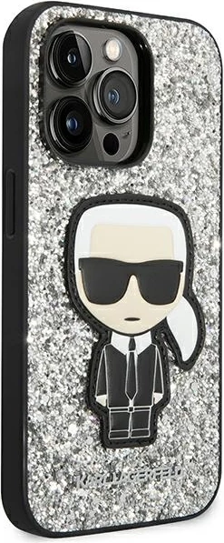 Mbështjellës Karl Lagerfeld KLHCP14XGFKPG për iPhone 14 Pro Max 6.7", Glitter Flakes, Argjendtë
