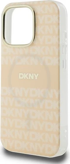 Mbështjellës DKNY Repeat Texture Pattern With Stripe për iPhone 16 Pro Max, Rozë