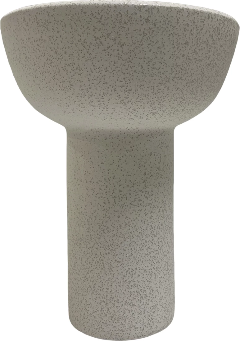 Dekor tavoline prej qeramike ELENDIL FH4603.01 ngjyrë e bardhë e zbehtë me kristalizim Φ20.5x26.5Hcm