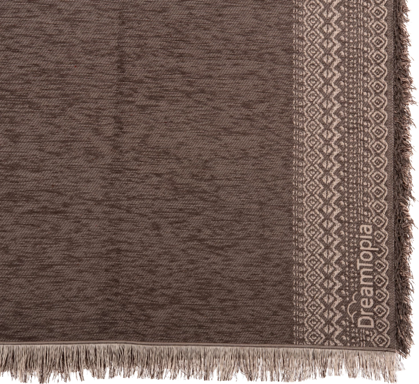 Mbulesë divani me franja DREAMTOPIA FH12164.04 ngjyrë kafe 178x178 cm