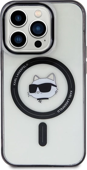Mbështjellës Karl Lagerfeld IML Choupette's Head MagSafe për iPhone 15 Pro, Transparent