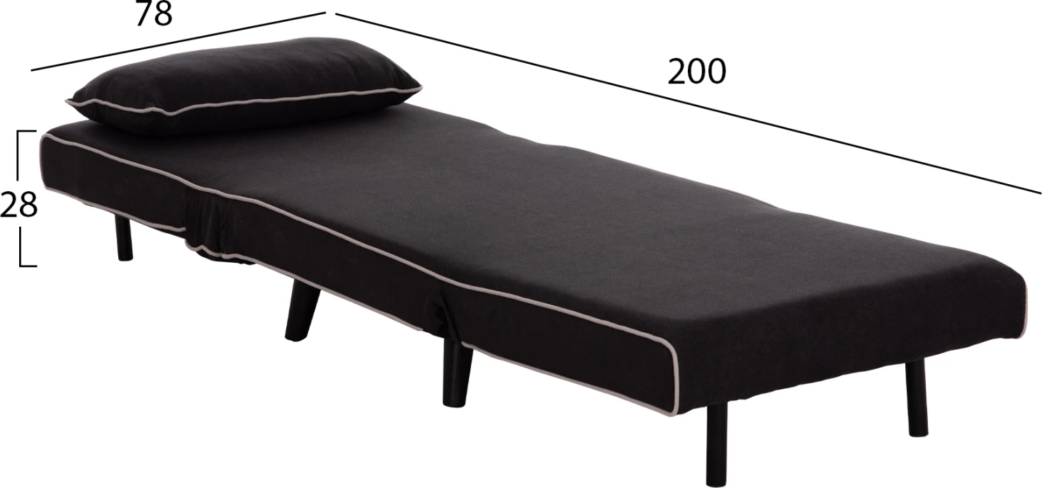 Fotel-krevat BRAXTON, material i zi, FH8425.03, 78x88x78cm